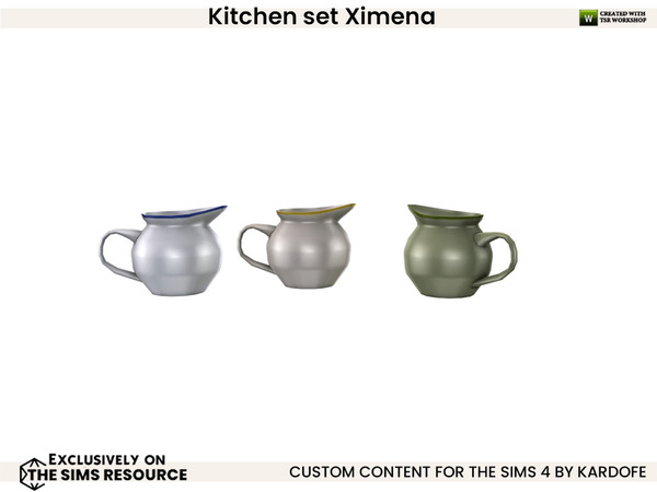 Sims 4 — kardofe_Kitchen set Ximena_Milk jug by kardofe — Kitchen mess, a bit of everything, a tea set, saucepan, paper