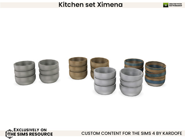 Sims 4 — kardofe_Kitchen set Ximena_Stacked bowls by kardofe — Kitchen mess, a bit of everything, a tea set, saucepan,