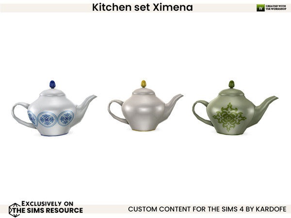 Sims 4 — kardofe_Kitchen set Ximena_Teapot by kardofe — Kitchen mess, a bit of everything, a tea set, saucepan, paper