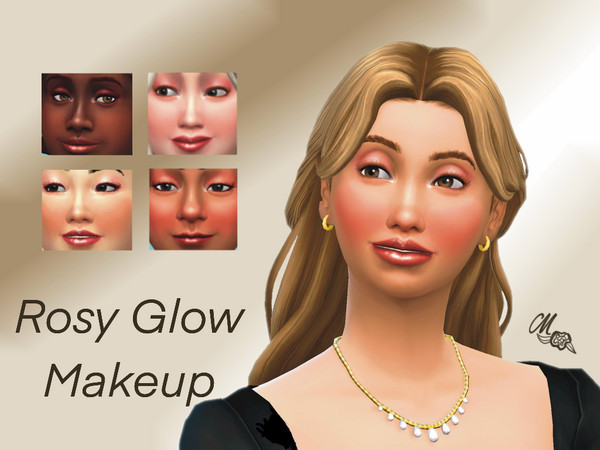 Sims 4 — Rosy Glow Highlights.package by thebean23 — Give your sims a natural, rosy glow with this clean makeup set!