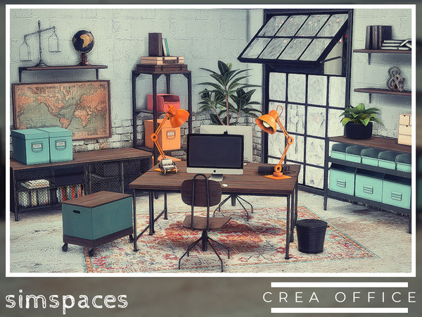 Sims 4 — Crea Office - rolling file by simspaces — A simple, industrial-influenced office set where your hard work and