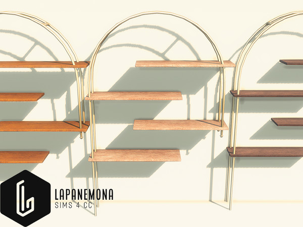 Sims 4 — Semicircle selves - Harmony set by Lapanemona — These furnitures were made in harmony with nature. They will