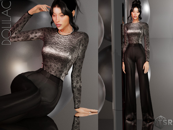 Sims 4 — Satin Wide Leg Trousers [SET] DO0113 by DOLilac — Custom thumbnail