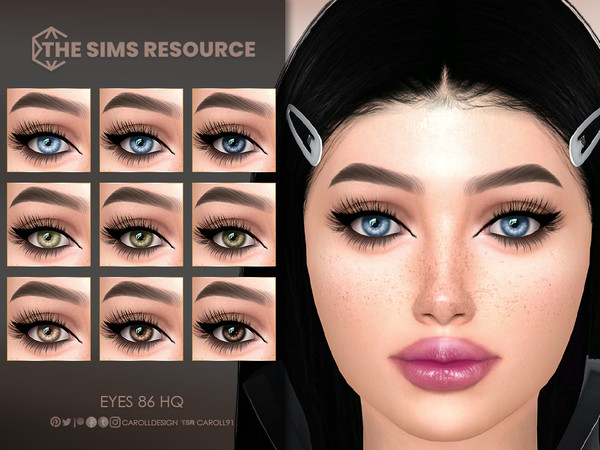Sims 4 — Eyes 86 HQ by Caroll912 — A 9-swatch realistic set of eyes in shades of blue, green and brown. The texture comes