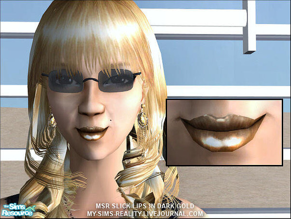 Sims 2 — MSR Slick Lips in Dark Gold - Individual by my_sims_reality — 