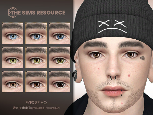 Sims 4 — Eyes 87 HQ by Caroll912 — A 9-swatch realistic set of eyes in shades of blue, green and brown. The texture comes