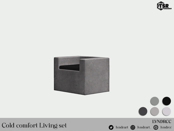 Sims 4 — Cold Comfort Chair by LVNDRCC — A collection of modern, cement inspired set with sofa, chair, rocking chair,