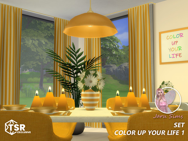 Sims 4 — Color up your life 1 by Jaru_Sims — A dining room set in radiant colors to color up your or Sim life. Have fun!