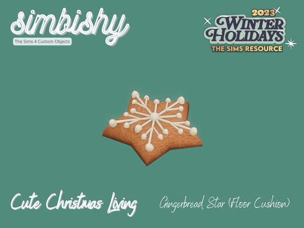 Sims 4 — SIMBISHY Cute Christmas Gingerbread Star Floor Cushion by simbishy — Merry Christmas! This is a set of 10 cute