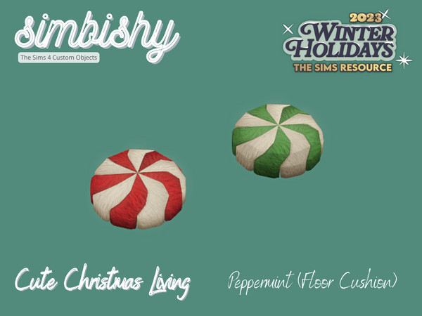 Sims 4 — SIMBISHY Cute Christmas Peppermint Cushion (Floor Cushion) by simbishy — Merry Christmas! This is a set of 10