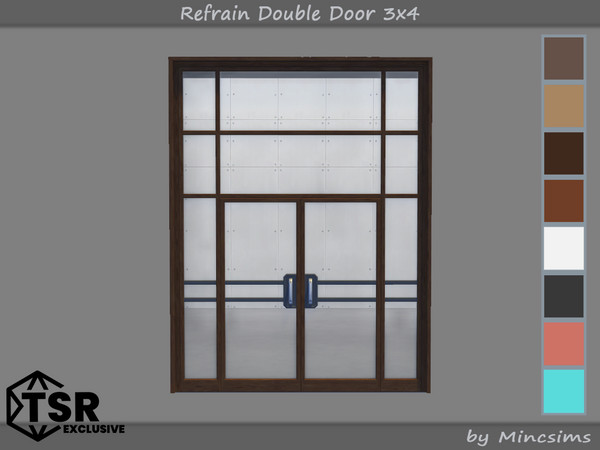 Sims 4 — Refrain Double Door 3x4 by Mincsims — The set consists of 10 packages. 4x4 for 4 tiles, medium wall