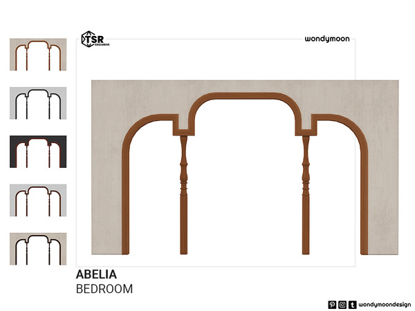 Sims 4 — Abelia Arch by wondymoon — Indochine style inspired bedroom furnitures! Have fun! Set Contains Double Bed Bed