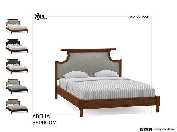 Sims 4 — Abelia Double Bed by wondymoon — Indochine style inspired bedroom furnitures! Have fun! Set Contains Double Bed