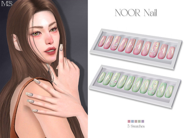 Sims 4 — Noor Nail by VELYSEA — -New Mesh -Gloves category -HQ comatble -5 swatches
