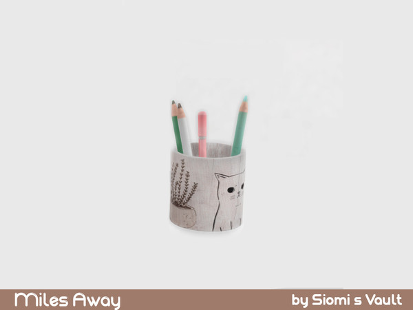 Sims 4 — Miles Away - Pencil Holder by siomisvault — Miles away set is basically a beige green aesthetic I made for one