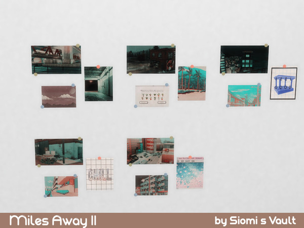Sims 4 — Miles Away - Posters by siomisvault — The second part of the Miles Away set. Green Aesthetic room. I hope you