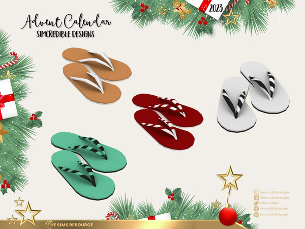 Sims 4 — Advent Calendar 2023 - Outdoor Flip flops sandals by SIMcredible! — This is the fourth (of 5) part of our Advent