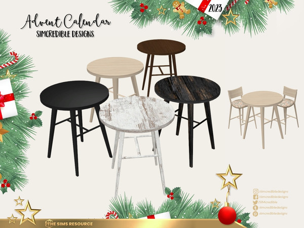 Sims 4 — Advent Calendar 2023 - Bar Table high COTTAGE LIVING by SIMcredible! — Happy Holidays from