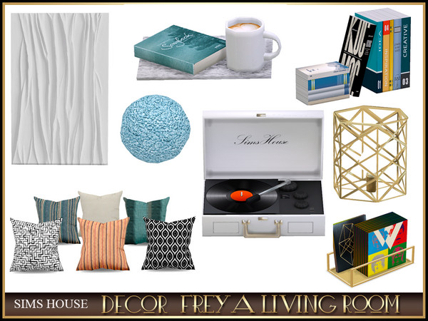 Sims 4 — DECOR FREY living room by Sims_House — This set includes decor for Frey's Living Room. It includes: a record