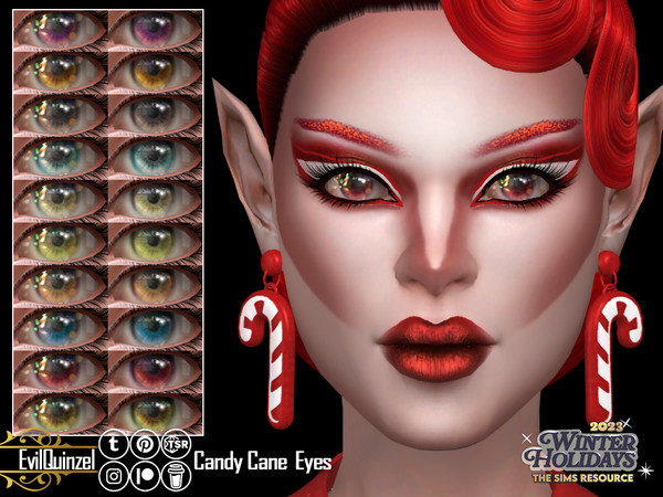 Sims 4 — Candy Cane Eyes by EvilQuinzel — Eyes with fireworks. Facepaint category;