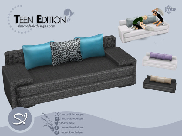 Sims 4 — Teen edition bed by SIMcredible! — This is a colorful bedroom set for your younger sims :) Instead of a regular