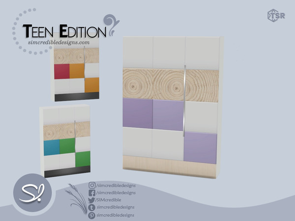 Sims 4 — Teen Edition Dresser by SIMcredible! — This is a colorful bedroom set for your younger sims :) Instead of a