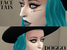 Sims 4 — Doggo's Zena Face Tats by ItsThatDoggo — Tattoos on the face! A cross and the word "indifference". The