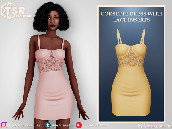 Sims 4 — Corsette dress with lace inserts by MysteriousOo — Corsette dress with lace inserts in 9 colors