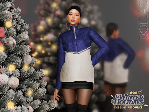 Sims 4 — Oversize Knit Sweater [SET] DO0142 by DOLilac — Custom thumbnail