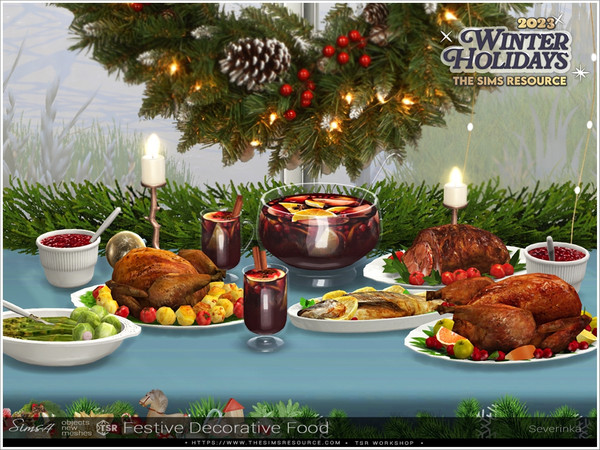 Sims 4 — Festive Decorative Food by Severinka_ — A set of decorative food to decorate the festive table for the New Year