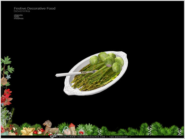 Sims 4 — FestiveFoodDecor Baked Asparagus by Severinka_ — A set of decorative food to decorate the festive table for the