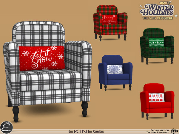 Sims 4 — Winter Holiday 2023 Collection - Armchair by ekinege — A warm and cozy fireplace room.