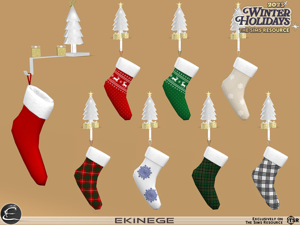Sims 4 — Winter Holiday 2023 Collection - Socks by ekinege — A warm and cozy fireplace room.