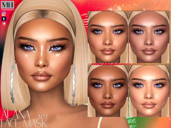 Sims 4 — [Patreon] Alana Face Mask N77 by MagicHand — Tanned face in 6 skin color variations - HQ Compatible.