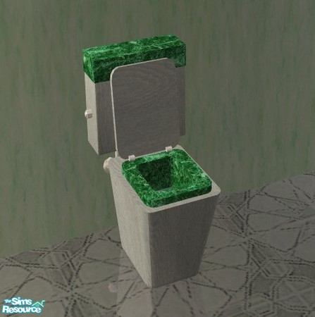 Sims 2 — Avalon Bathroom - Toilet by Riverwillows — Lovely white wood and green marble bathroom with red and gold