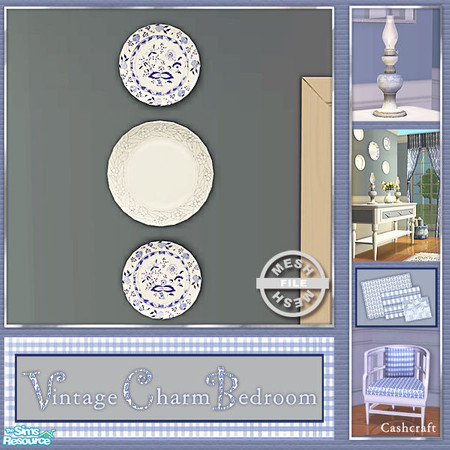 Sims 2 — Vintage Charm Bedroom - 3 Wallplates Mesh by Cashcraft — A mixture of vintage and traditional furniture makes