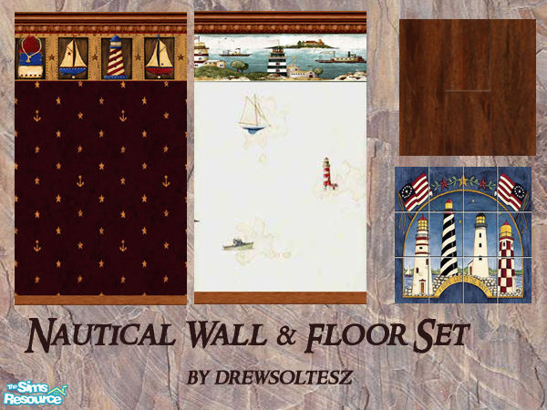 Sims 2 — Nautical Wall and Floor Set by drewsoltesz — A set of 2 wallpapers and two floors for your nautical decorating