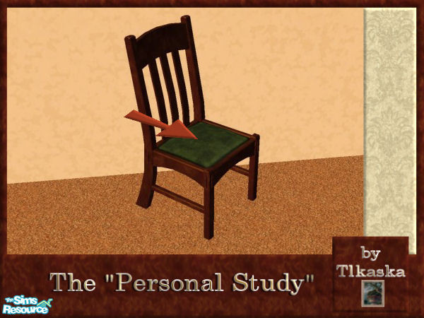Sims 2 — The Personal Study - Chair Seat by tlkaska — This rich dark wood \"Personal Study\" contains 2 new