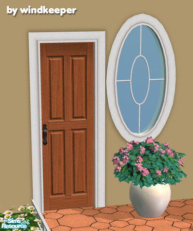Sims 2 — Waterfront door - medium wood by Windkeeper — Waterfront door recolor. Note, matching frame color is available