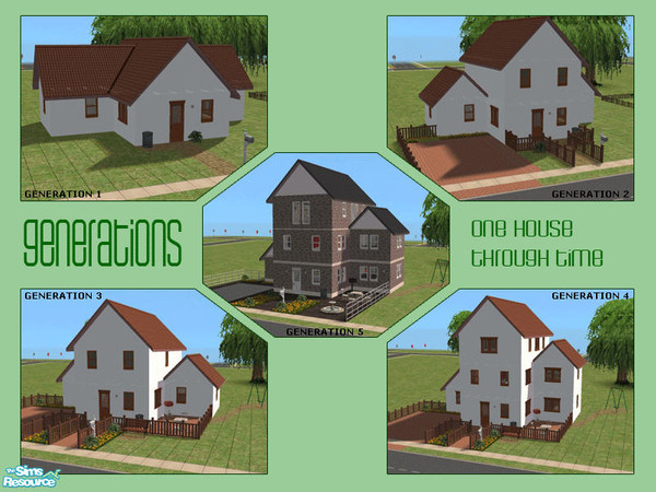 Sims 2 — Generations by bluemuffin — Based on LadyGaia's building challenge. This set includes all 5 stages of the one