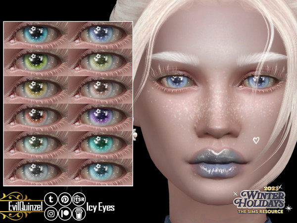 Sims 4 — Icy Eyes by EvilQuinzel — Eyes in 12 swatches with snow and a star Facepaint category;