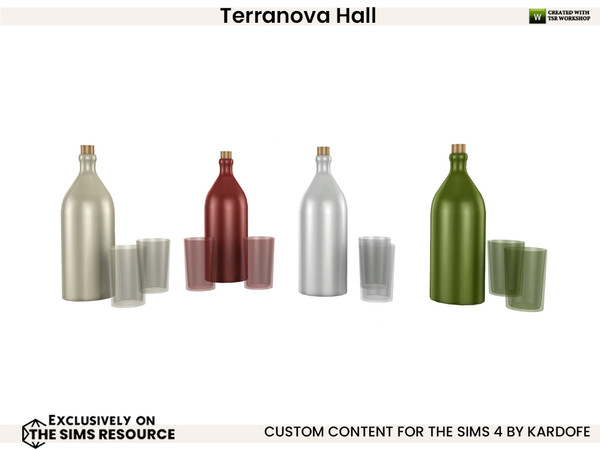 Sims 4 — kardofe_Terranova Hall_Bottle and glasses by kardofe — Living room with straight lines and natural wood, to