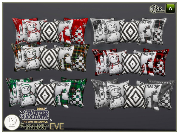 Sims 4 — eve dining room cushions loveseat by jomsims — Eve dining room winter Holidays 2023