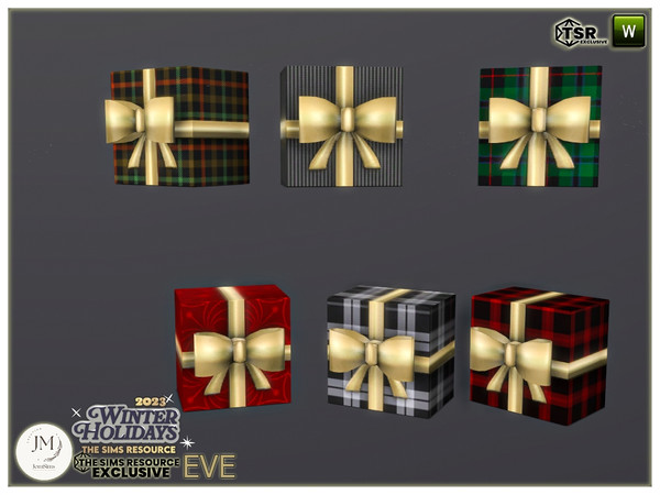 Sims 4 — eve dining room deco gift box by jomsims — Eve dining room winter Holidays 2023