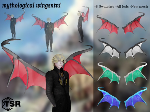 Sims 4 — Mythological Wings by 4nt0ni0 — -8 swatches -All lods -New mesh