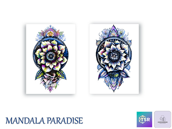 Sims 4 — Mandala Paradise Wall Poster by CodiasSims — Explore the dazzling with 'Mandala Paradise', a vibrant floral wall