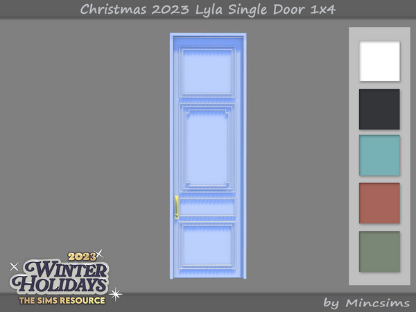 Sims 4 — Christmas 2023 Lyla Single Door 1x4 by Mincsims — The set consists of a version with and without a wreath.