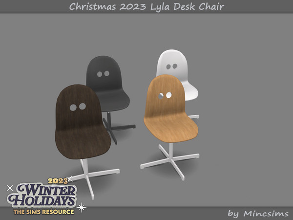 Sims 4 — Christmas 2023 Lyla Desk Chair by Mincsims — Fluffy bedding and a wooden touched furnitures will make your Sims