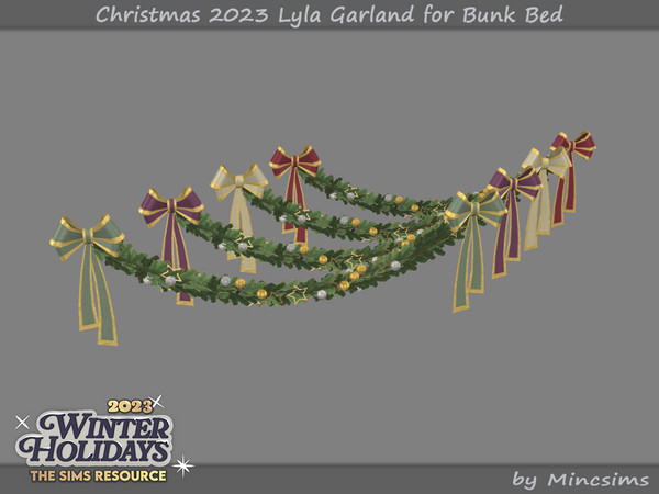 Sims 4 — Christmas 2023 Lyla Garland for Bunk Bed by Mincsims — Fluffy bedding and a wooden touched furnitures will make