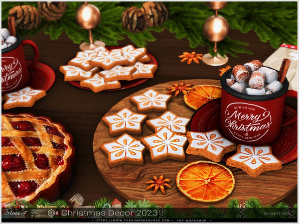 Sims 4 — Christmas Decor by Severinka_ — A set of Christmas decor. - a mug of hot chocolate - a mug of hot chocolate on a
